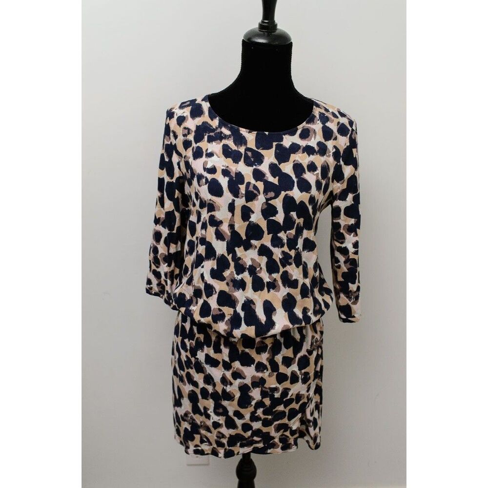 Promod Dress M Leopard Print Dress 3/4 Sleeve Medium office career Casual